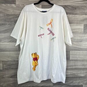 Jerry Leigh T-Shirt Women's 2X (22W-24W)‎ White Pooh Print Short Sleeve Pullover
